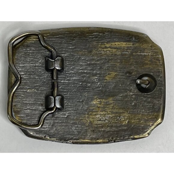 VINTAGE Wild Horses Solid Brass Belt Buckle Enamel U.S.A. Western Rustic Cowboy - Picture 6 of 10
